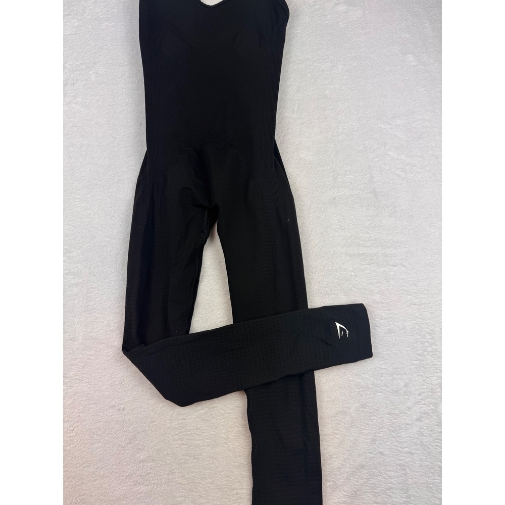 Gymshark Women Black Seamless V-Neck Bodysuit Adjustable Straps Jumpsuit